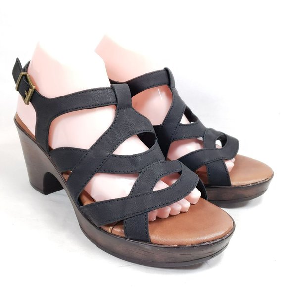 BOC Strappy Slingback Sandals Women's Size 10 Black Faux Leather - Picture 2 of 8